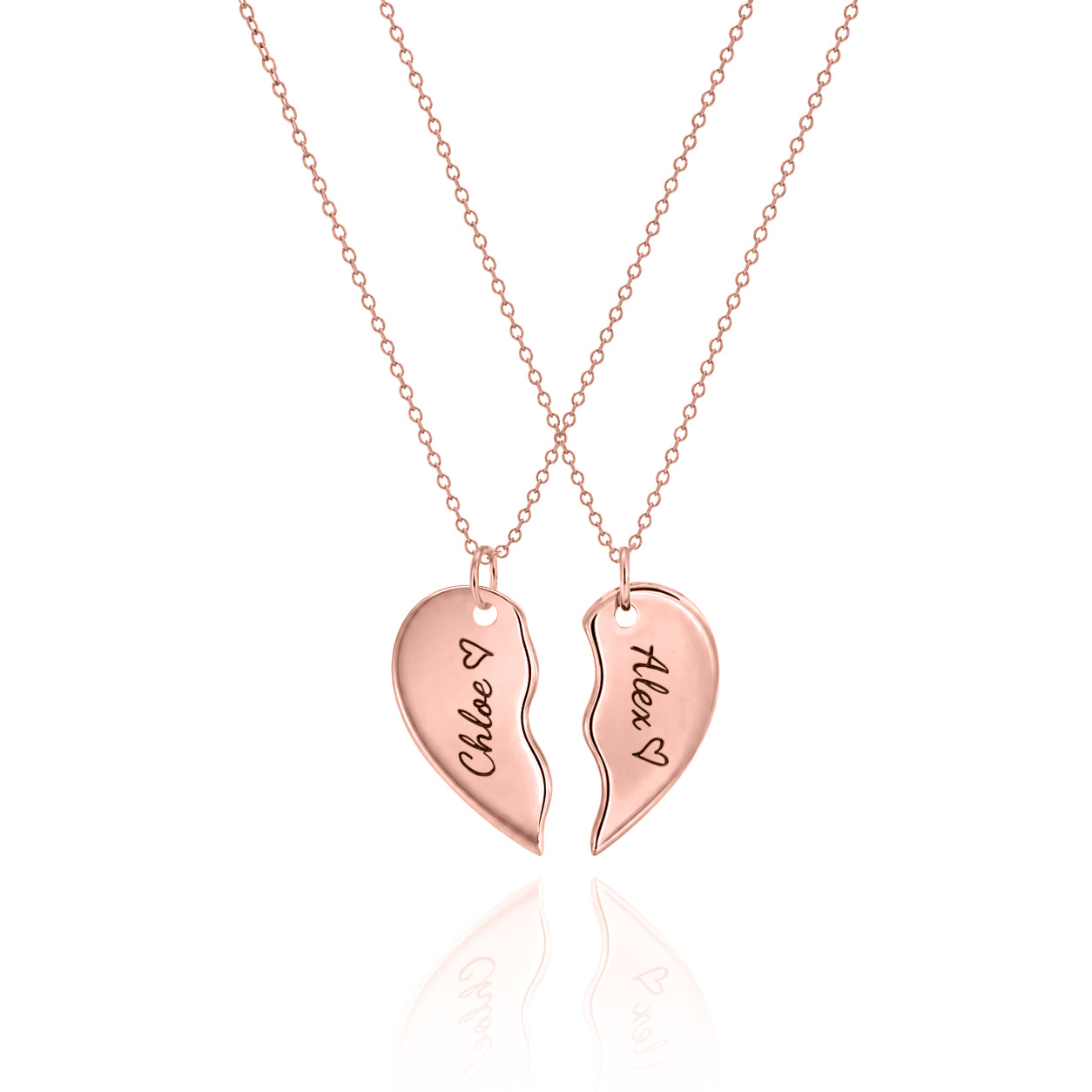Split Heart Necklace Set – Personalized Couple or Best Friend Jewelry