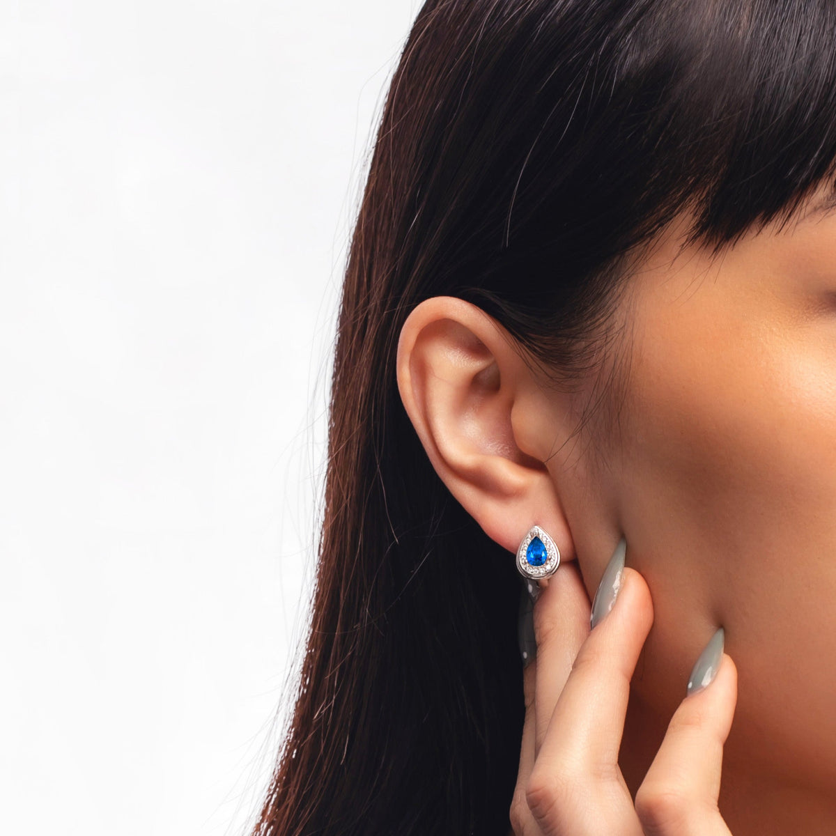 Sterling Silver Teardrop Birthstone Stud Earrings