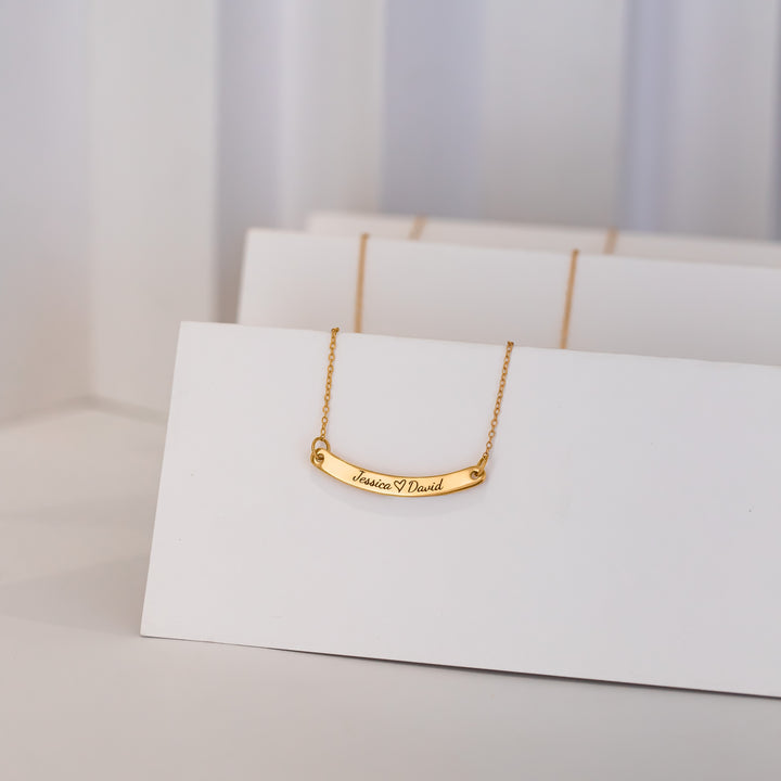 Custom Name Curved Bar Necklace