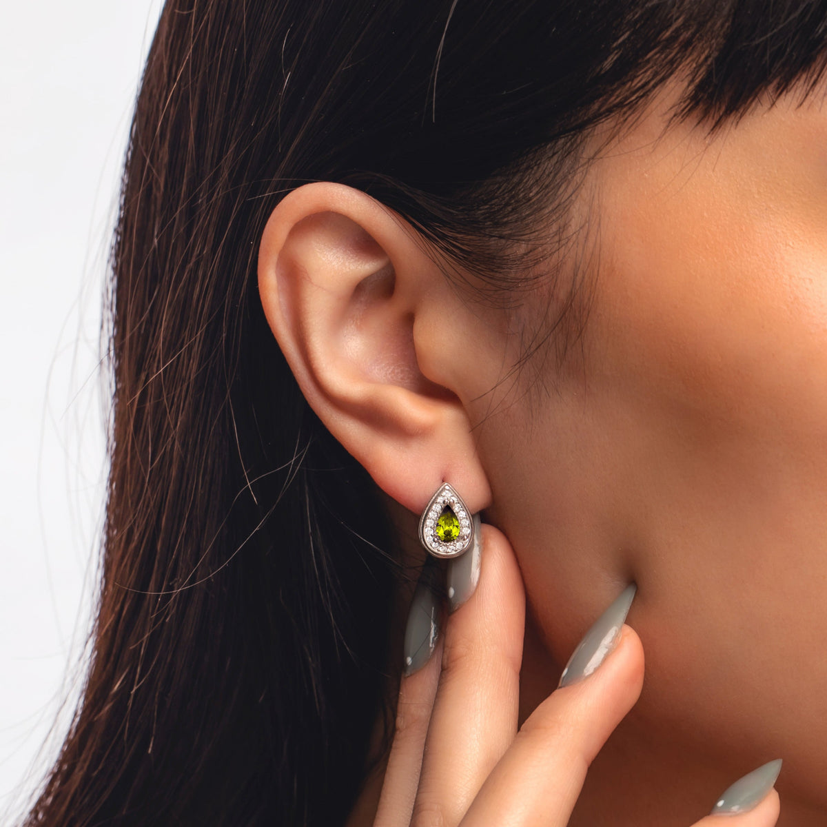 Sterling Silver Teardrop Birthstone Stud Earrings
