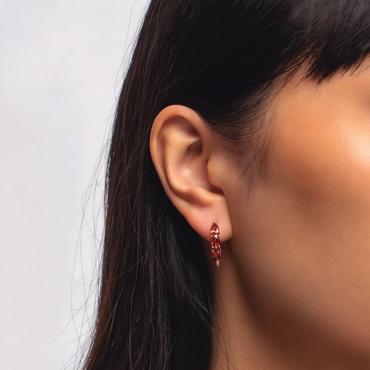 Sterling Silver Color CZ Huggie Hoop Earrings