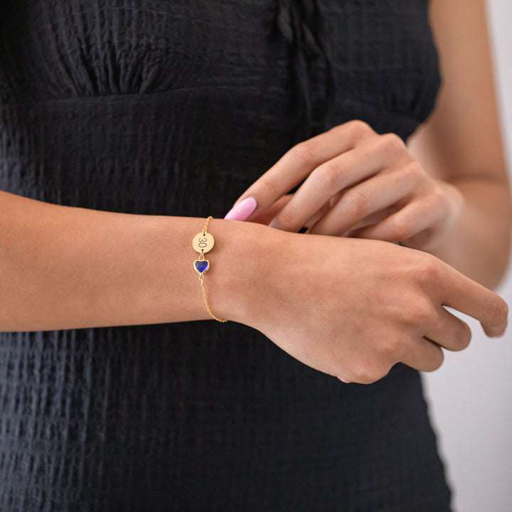 Personalized Initial & Birthstone Bracelet – Custom Gift for Women, Mom, or Sister