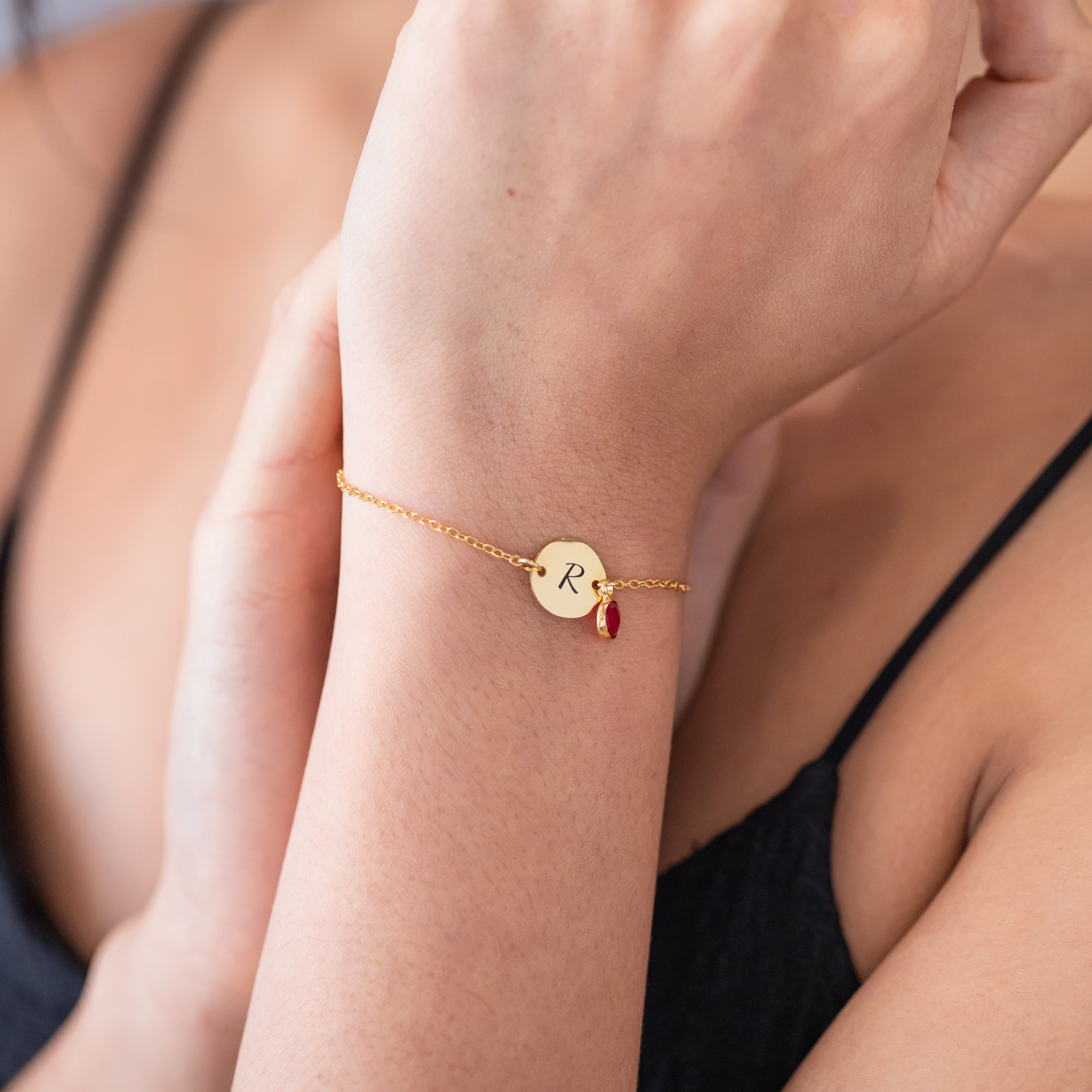 Personalized Birthstone Initial Bracelet