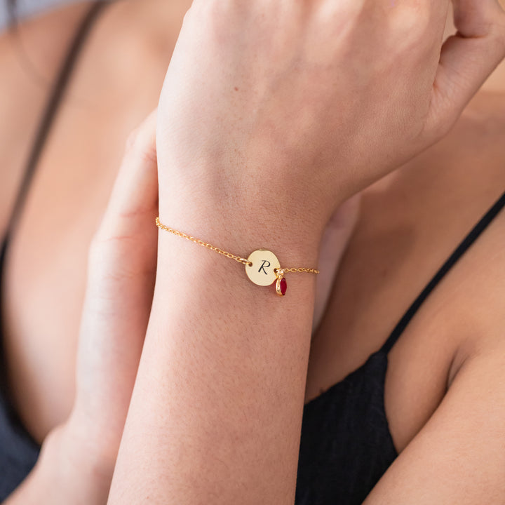 Personalized Birthstone Initial Bracelet