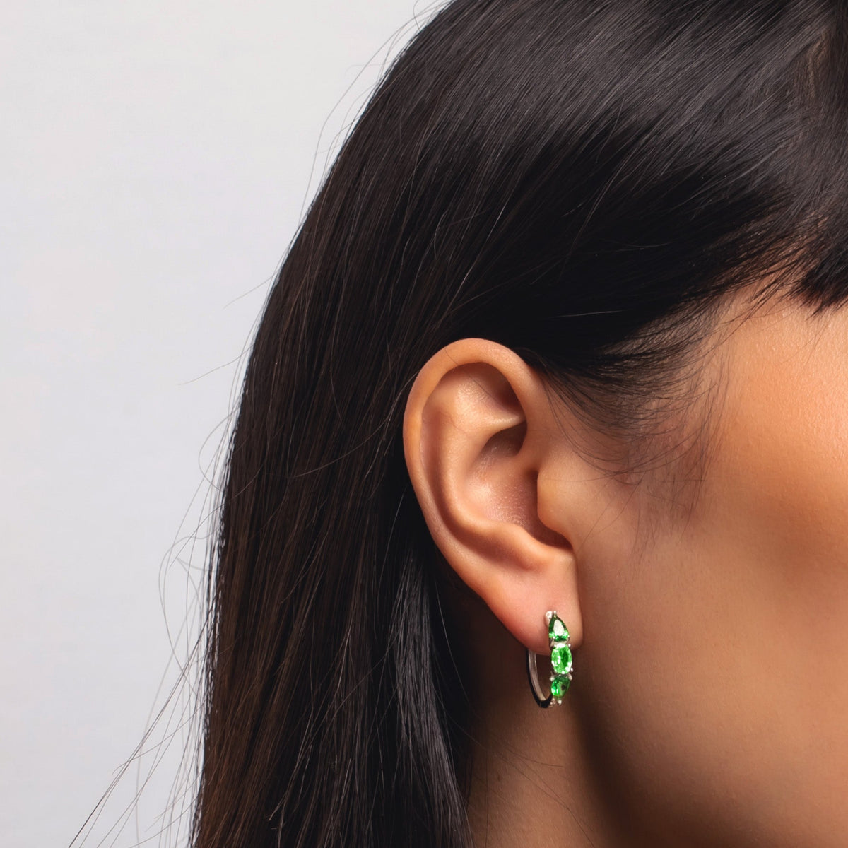Sterling Silver Color CZ Huggie Hoop Earrings