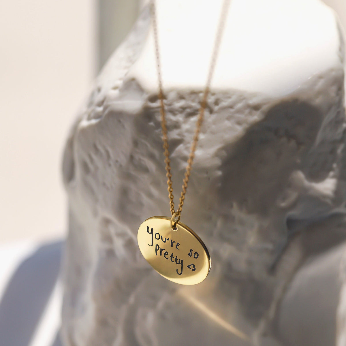 Personalized Handwriting Disc Necklace .925 Sterling Silver
