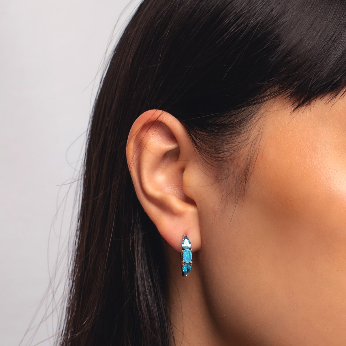 Sterling Silver Color CZ Huggie Hoop Earrings