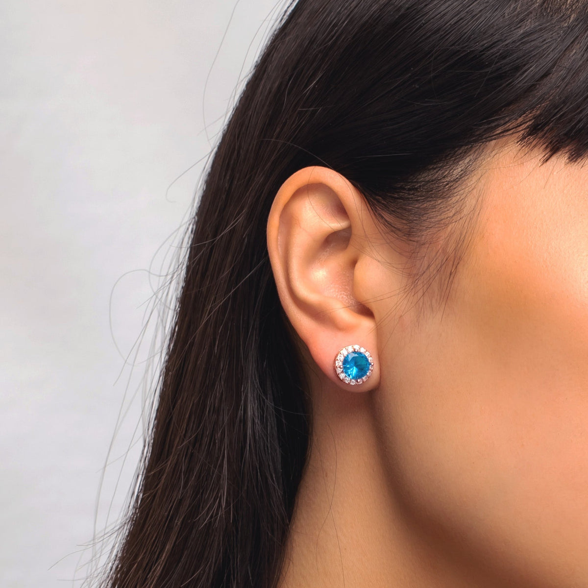 Sterling Silver Bezel Birthstone Stud Earrings