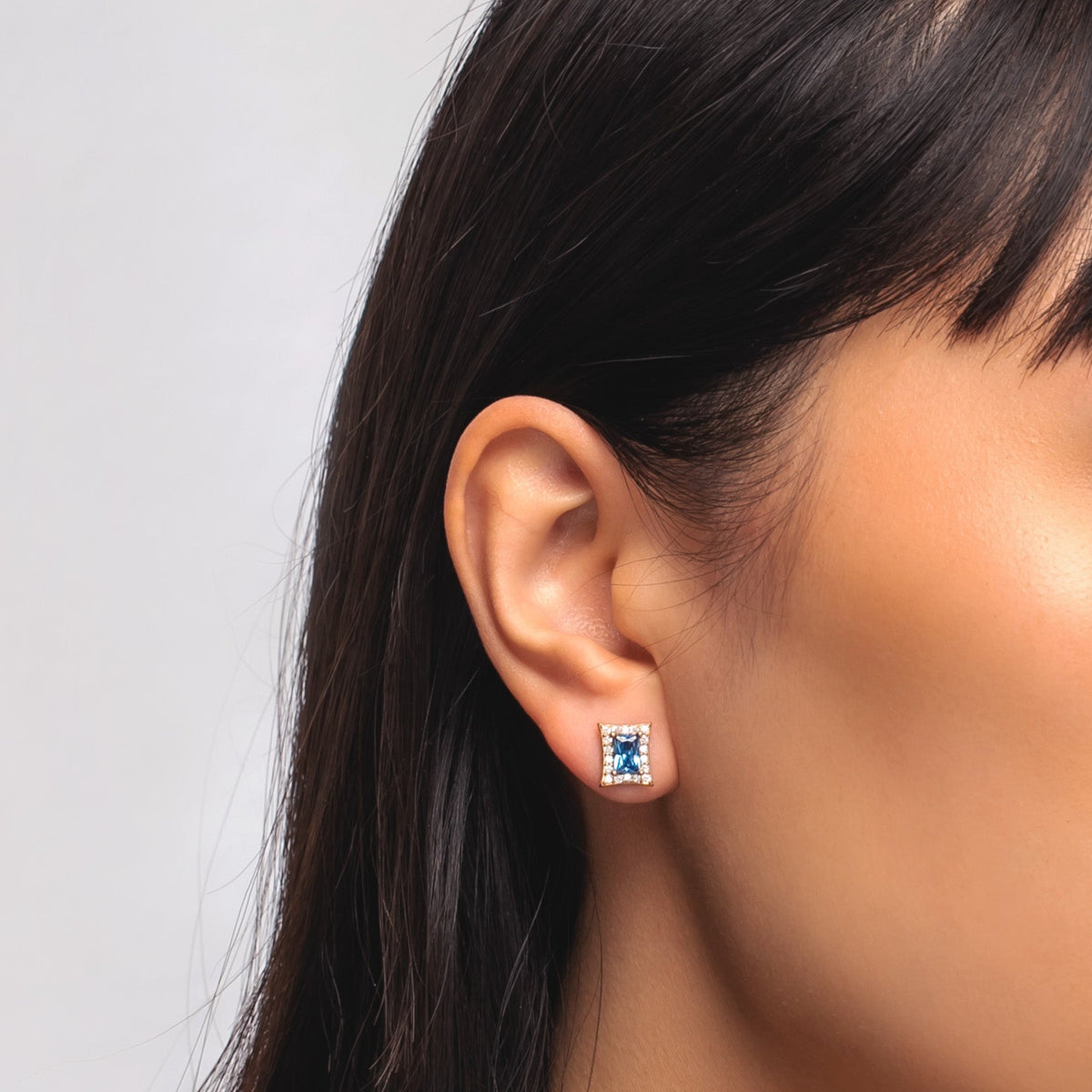 Sterling Silver Princess-Cut Birthstone Stud Earrings