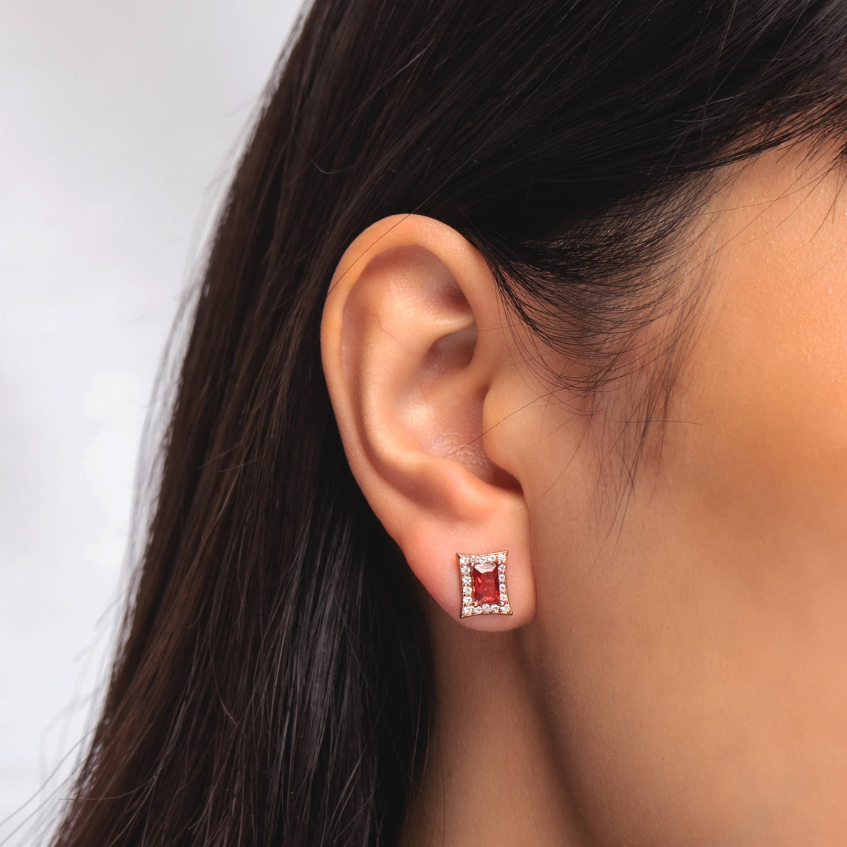 Sterling Silver Princess-Cut Birthstone Stud Earrings