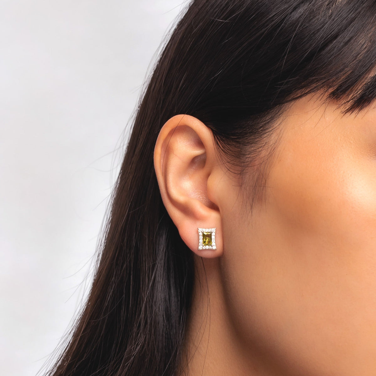 Sterling Silver Princess-Cut Birthstone Stud Earrings