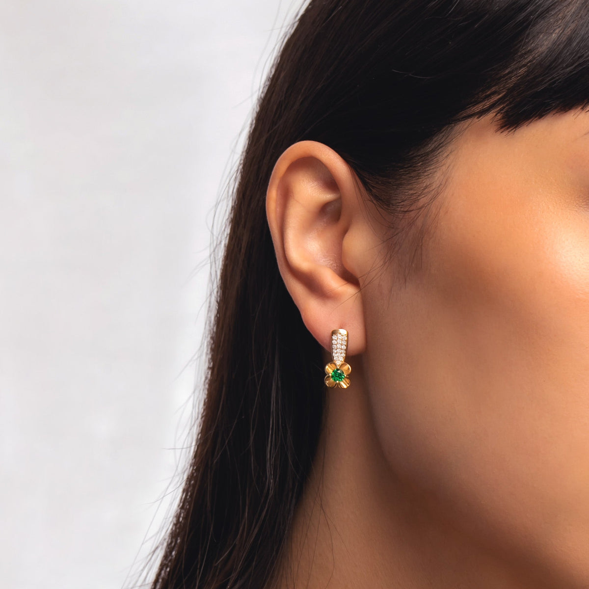 Sterling Silver Floral Birthstone Dangle Earrings