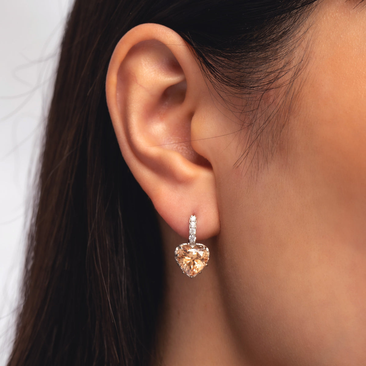 Sterling Silver Heart Birthstone Stud Earrings