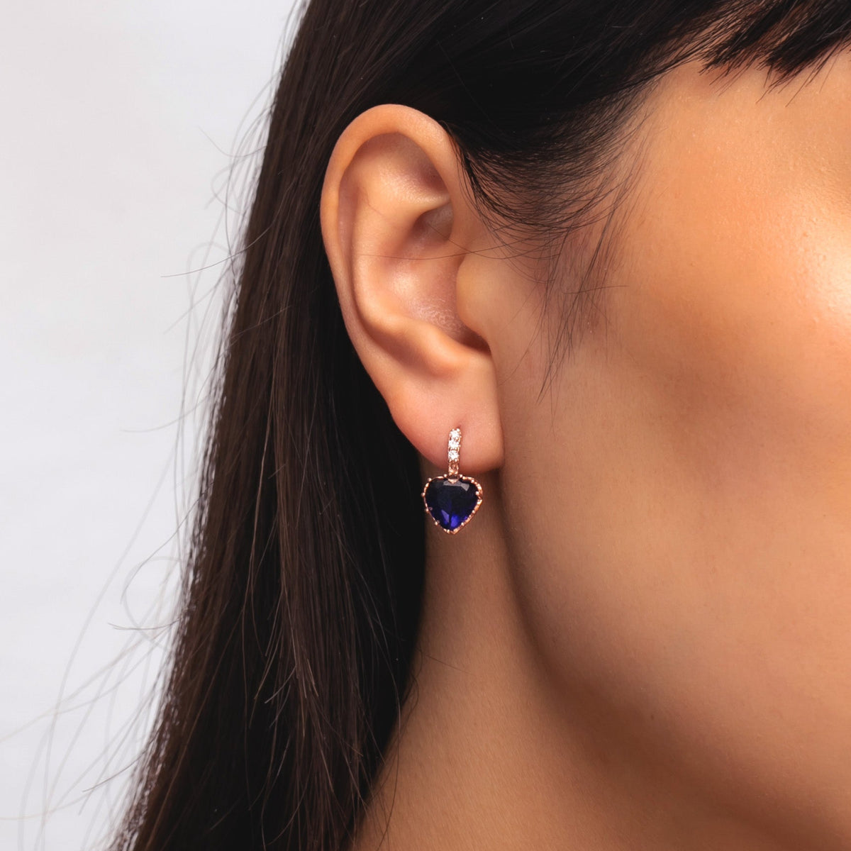 Sterling Silver Heart Birthstone Stud Earrings