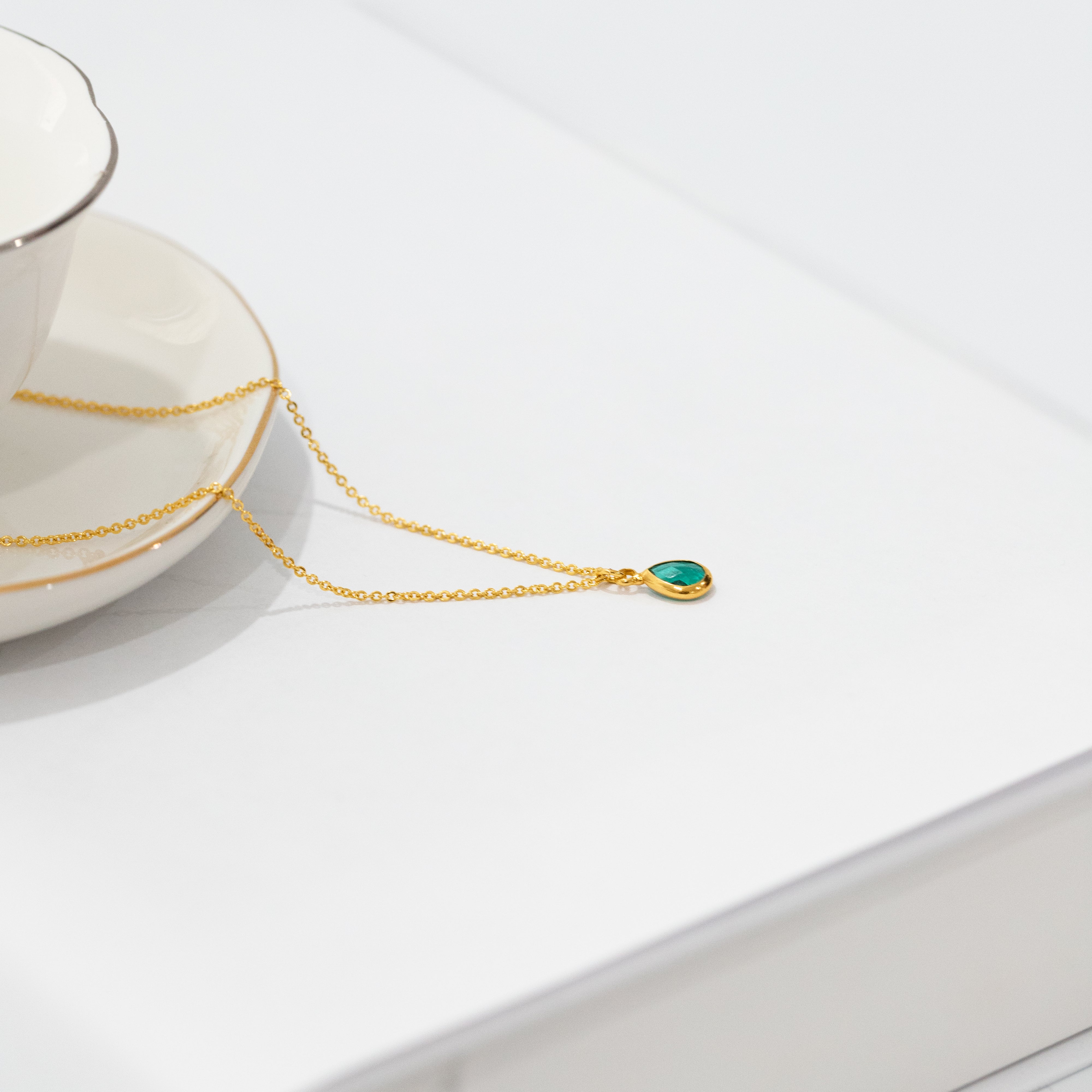 Dainty Birthstone Drop Necklace