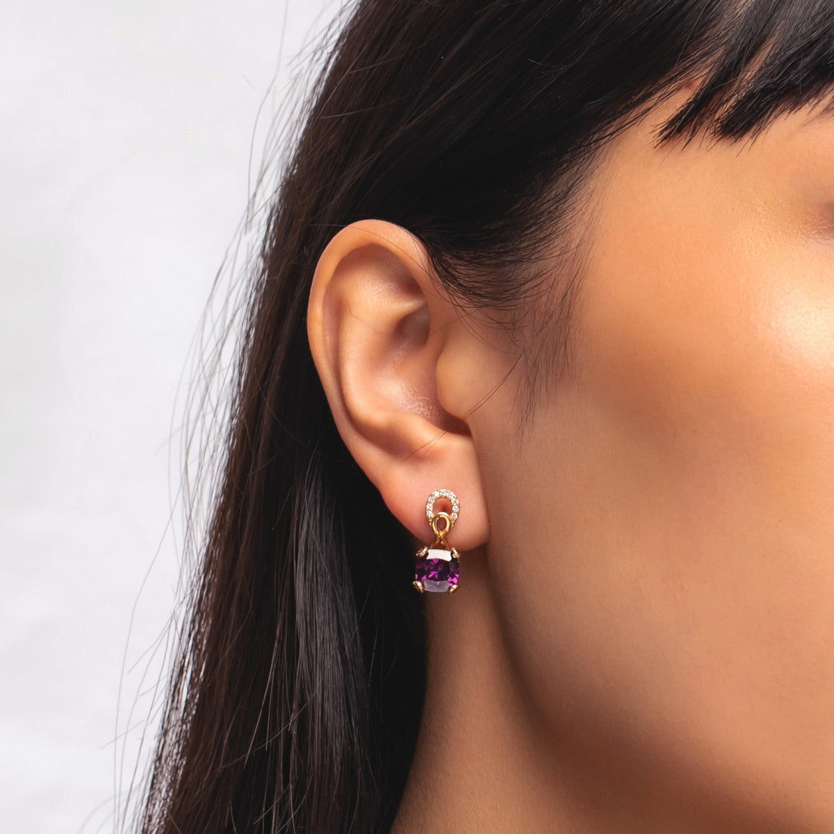 Sterling Silver Birthstone Drop Stud Earrings