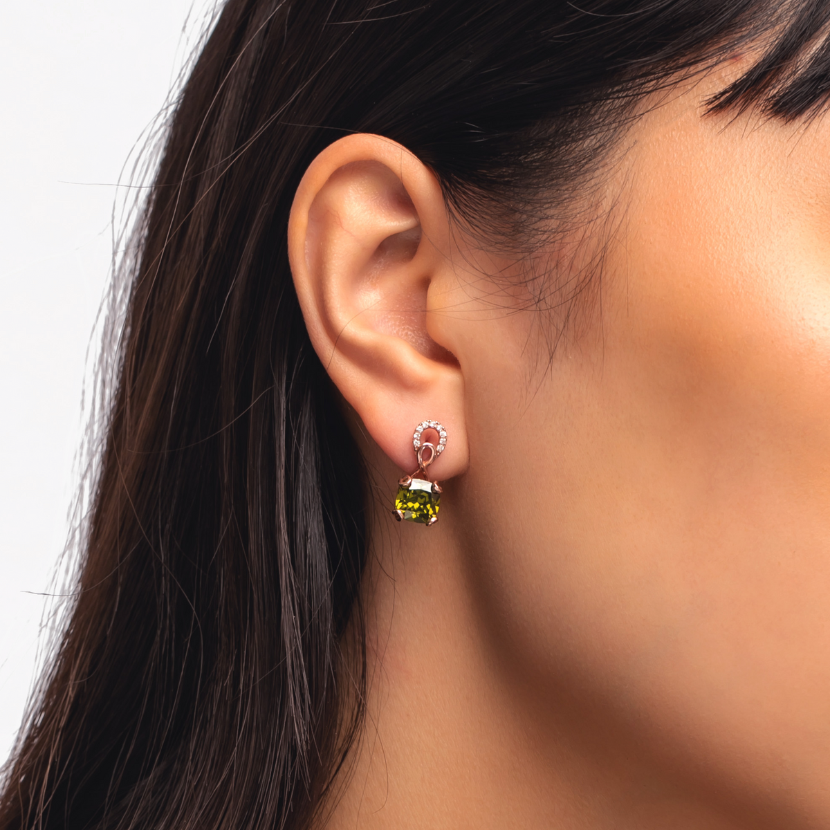 Sterling Silver Birthstone Drop Stud Earrings