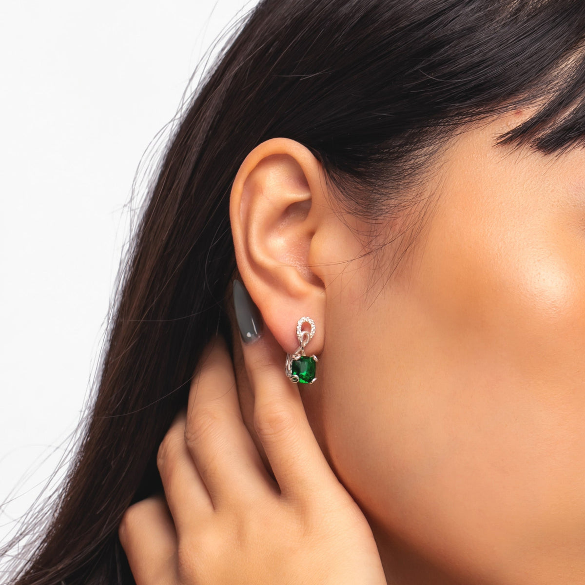 Sterling Silver Birthstone Drop Stud Earrings
