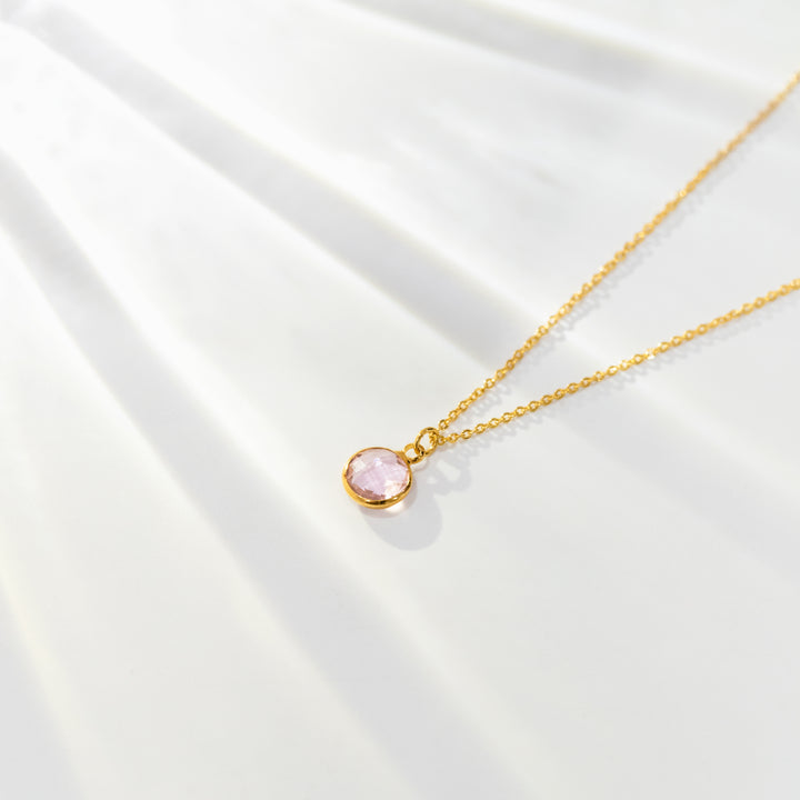 Personalized Round Birthstone Necklace