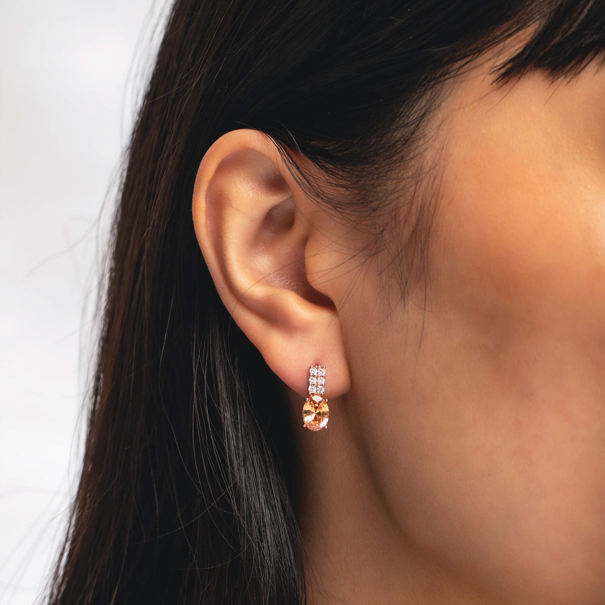 Sterling Silver Birthstone Drop Stud Earrings