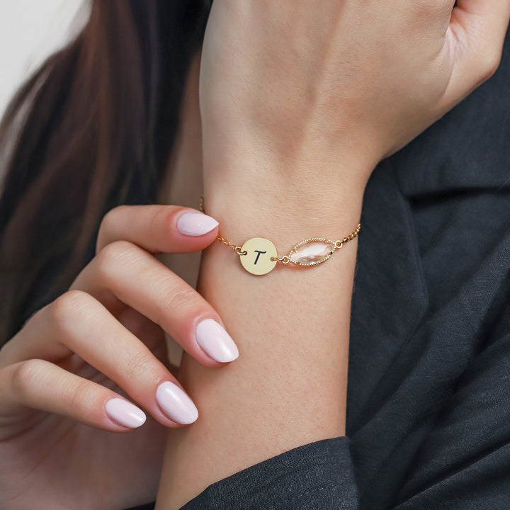 Personalized Birthstone & Initial Bracelet – Custom Jewelry Gift for Her