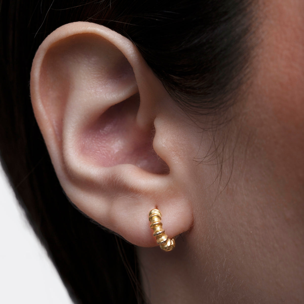 Lightweight Beaded Hoop Earrings .925 Sterling Silver
