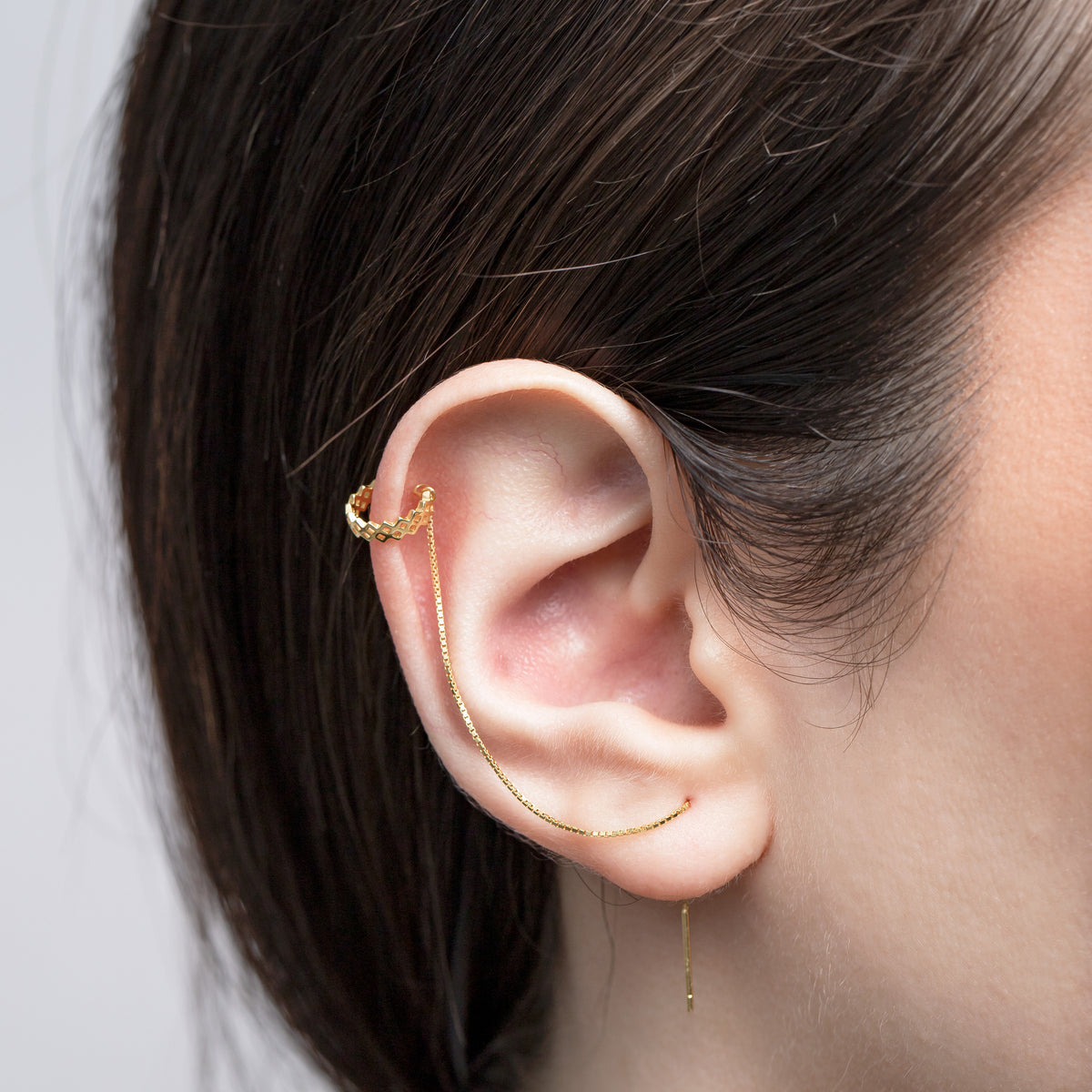 Sterling Silver Chain Ear Cuff Earrings
