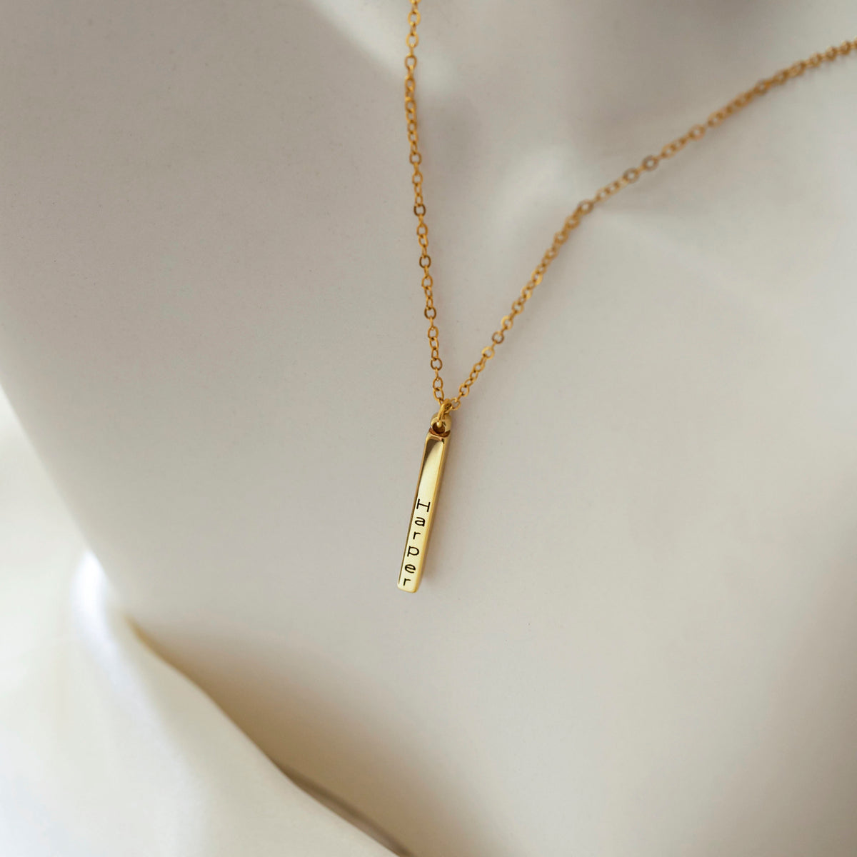 Engraved Vertical Bar Necklace
