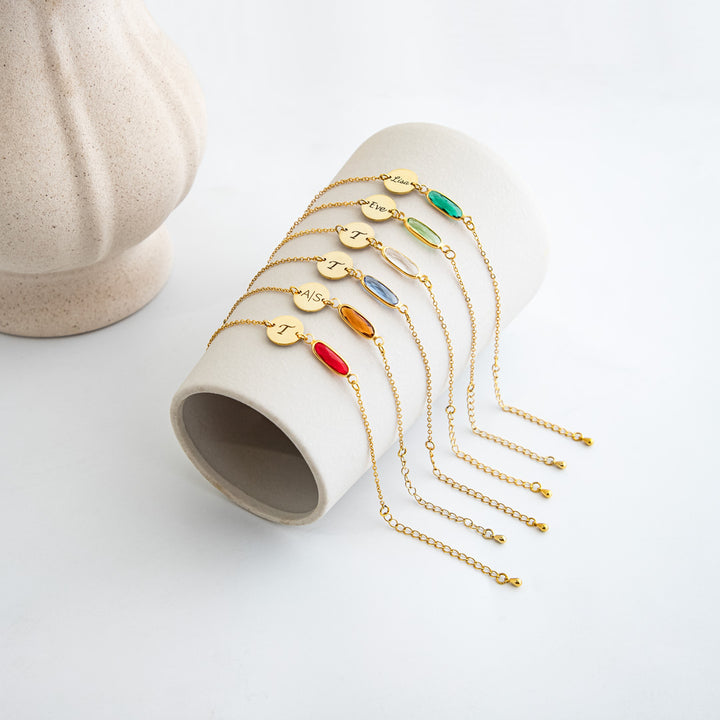 Birthstone Initial Bracelet
