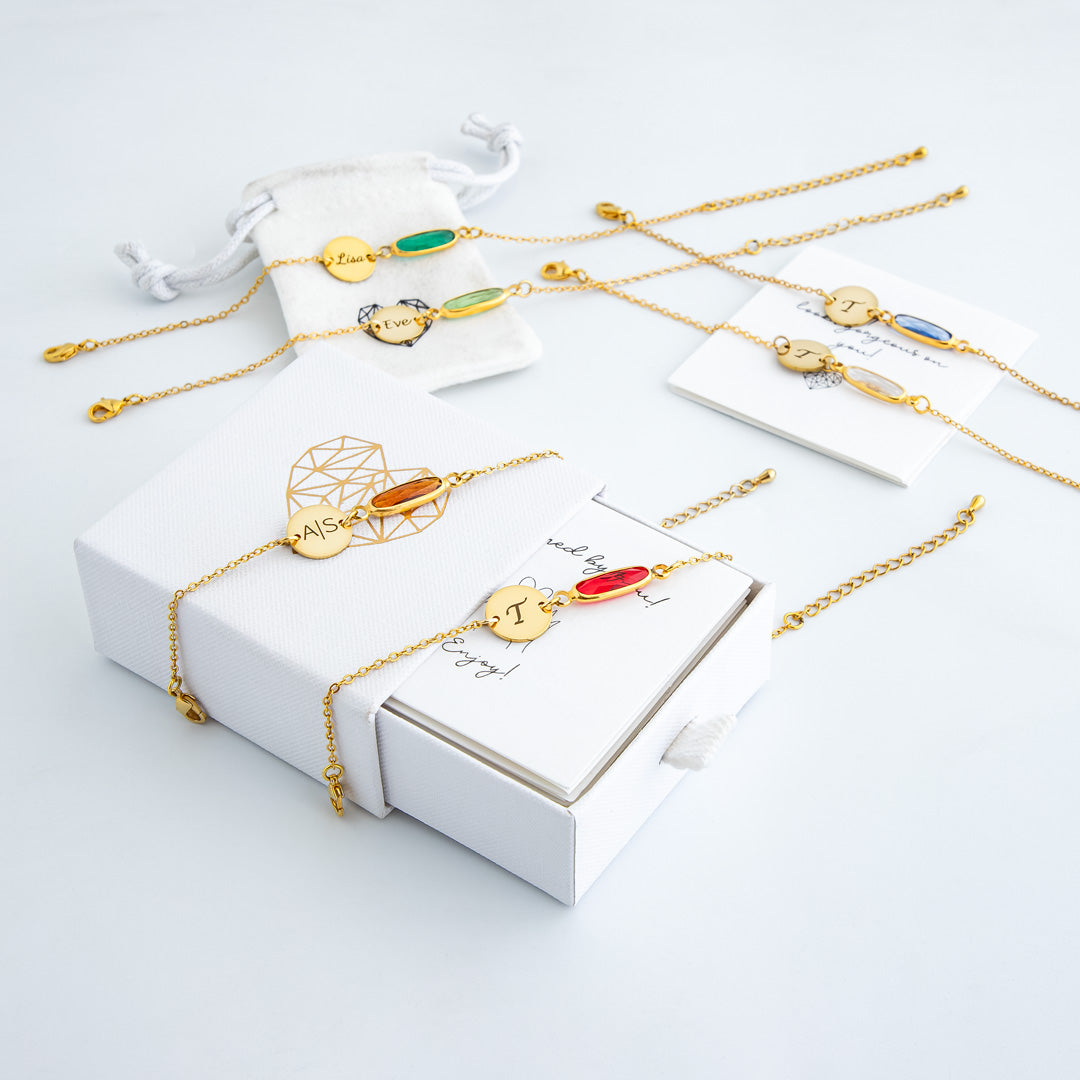 Birthstone Initial Bracelet