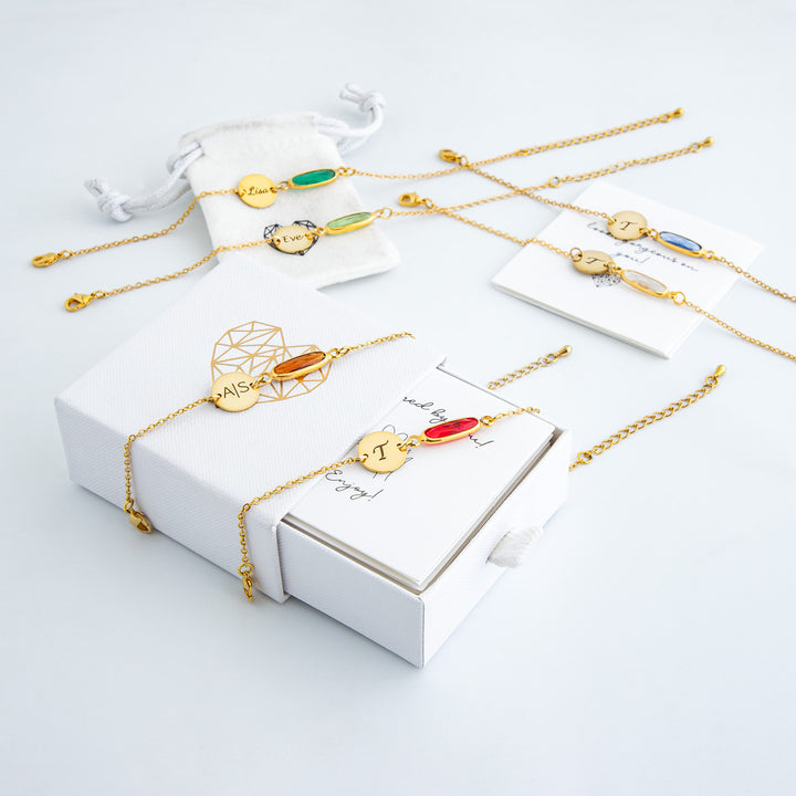 Birthstone Initial Bracelet