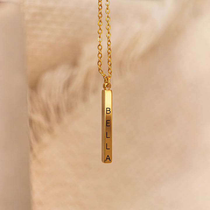 Engraved Vertical Bar Necklace – 3D Custom Charm