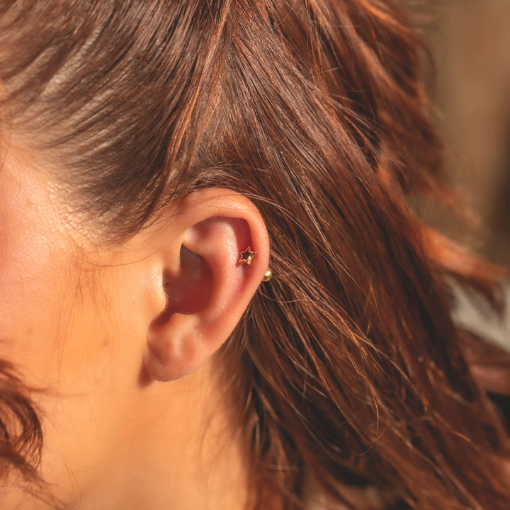 Black Star Stud Earrings – Sterling Silver Minimalist Jewelry for Everyday Magic- S099
