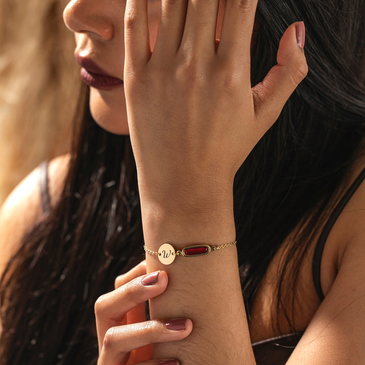 Birthstone Initial Bracelet – Custom Sterling Silver Gift