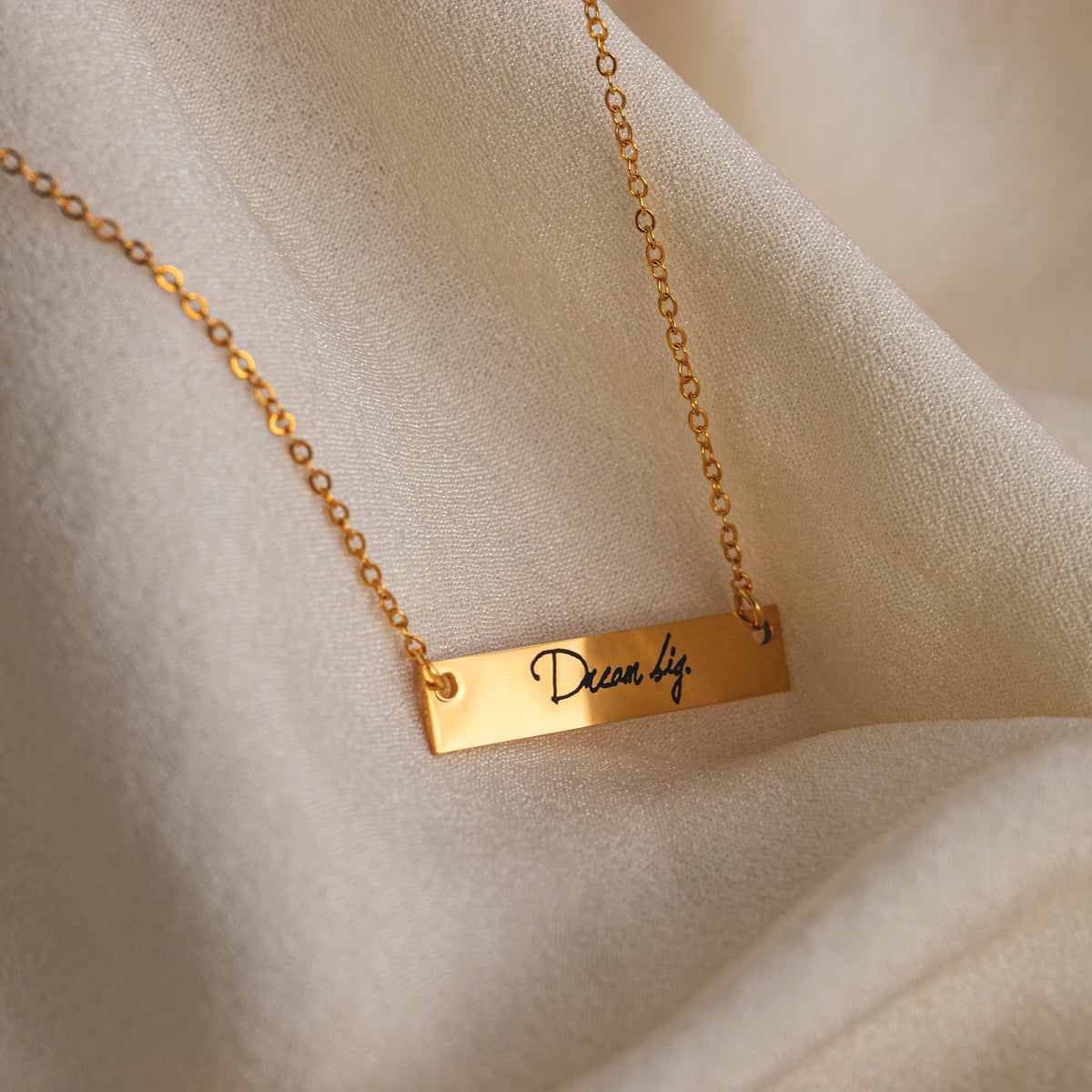 Handwriting Bar Necklace – Personalized Engraved Keepsake