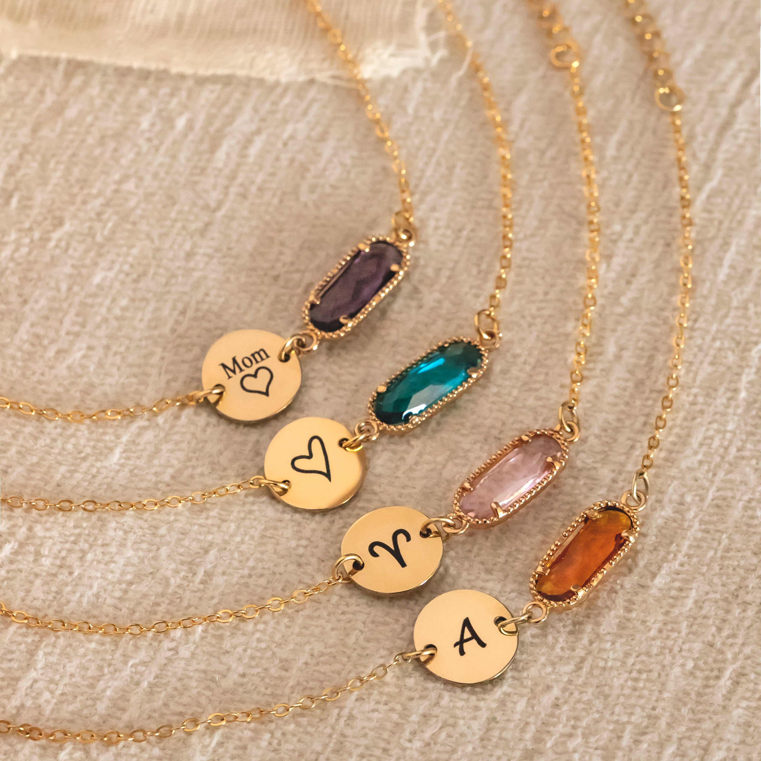 Personalized Birthstone Bracelet with Initial
