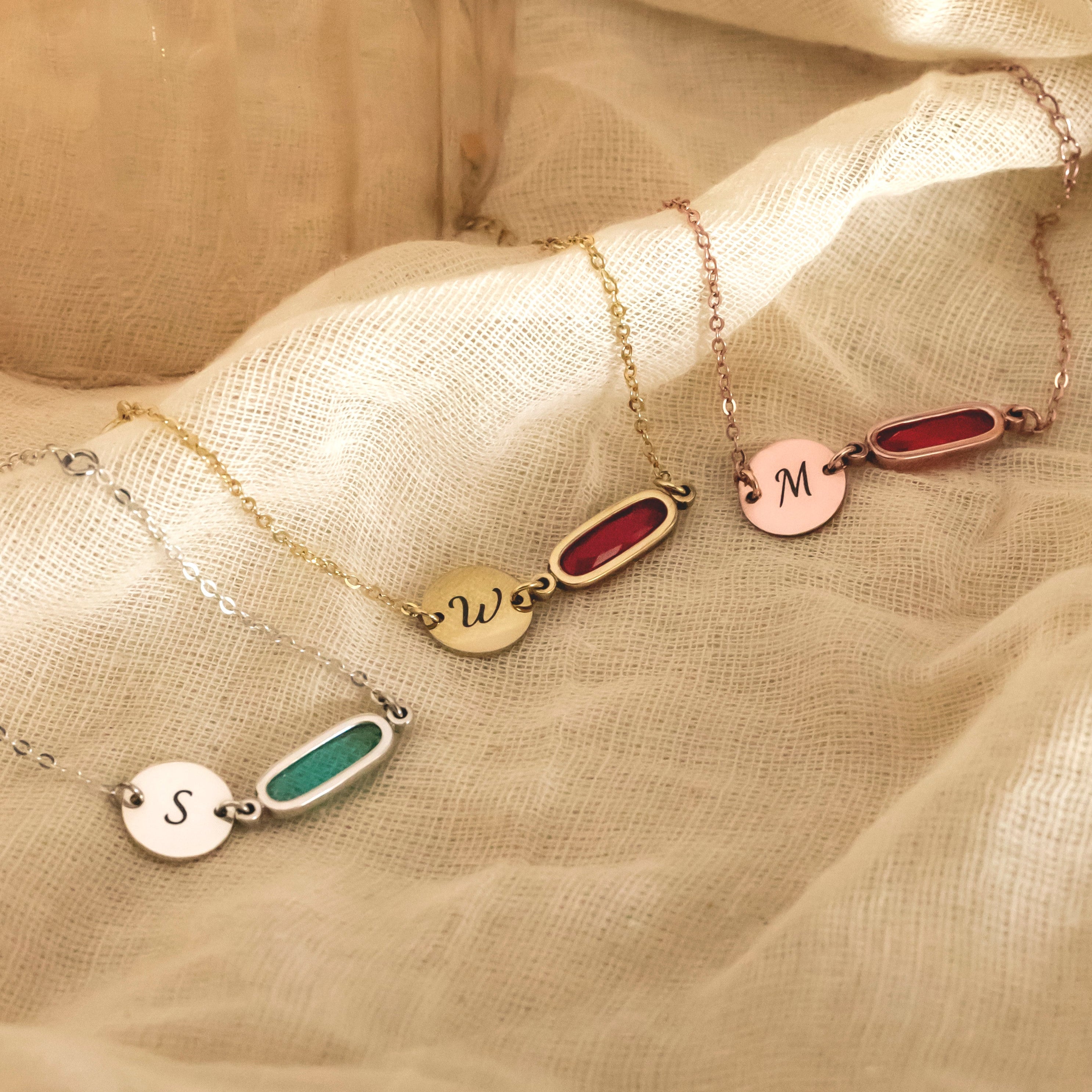 Birthstone Initial Bracelet – Custom Sterling Silver Gift