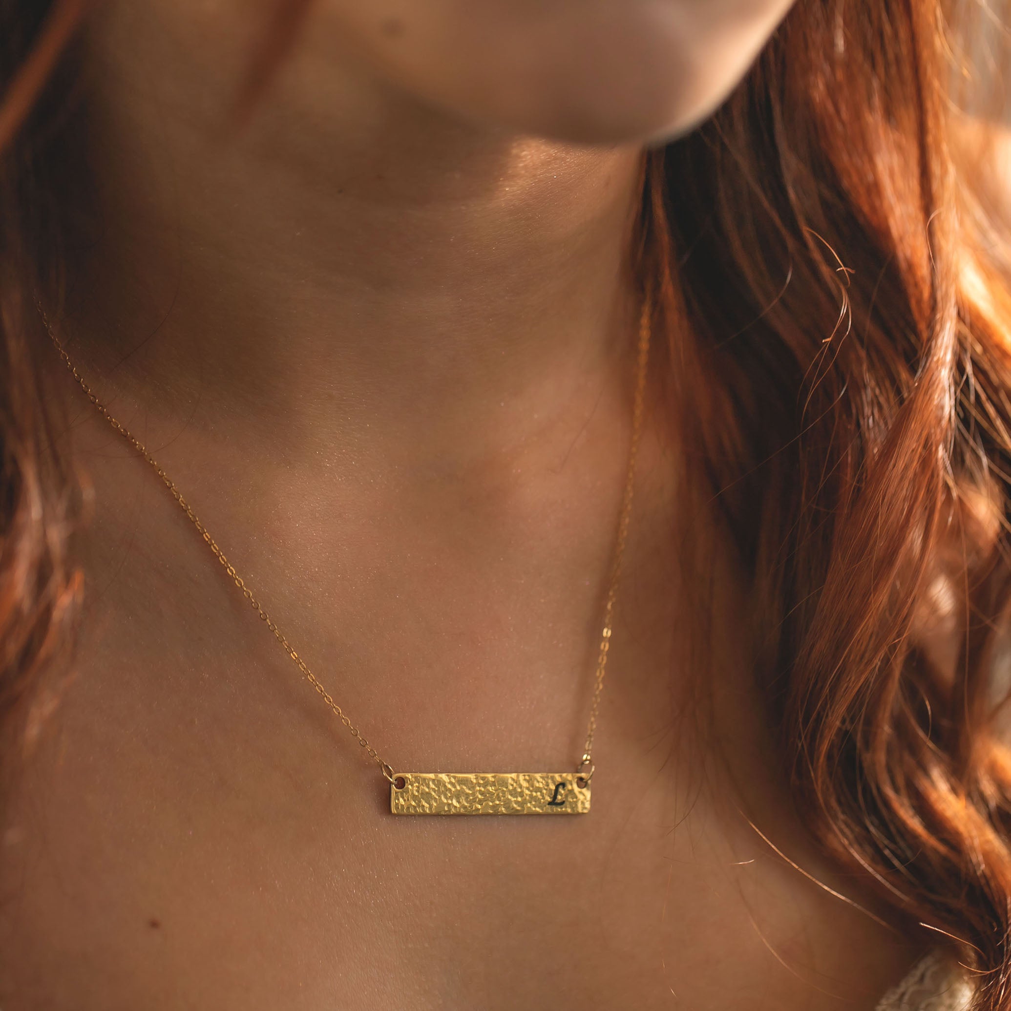 Sterling Silver Custom Hammered Bar Necklace