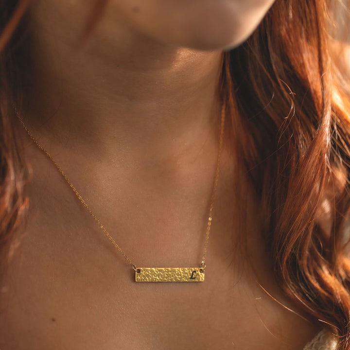 Sterling Silver Custom Hammered Bar Necklace