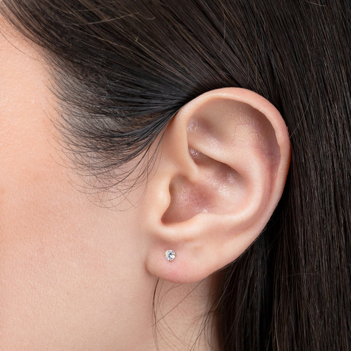 Tiny CZ Diamond Stud Earrings- S139