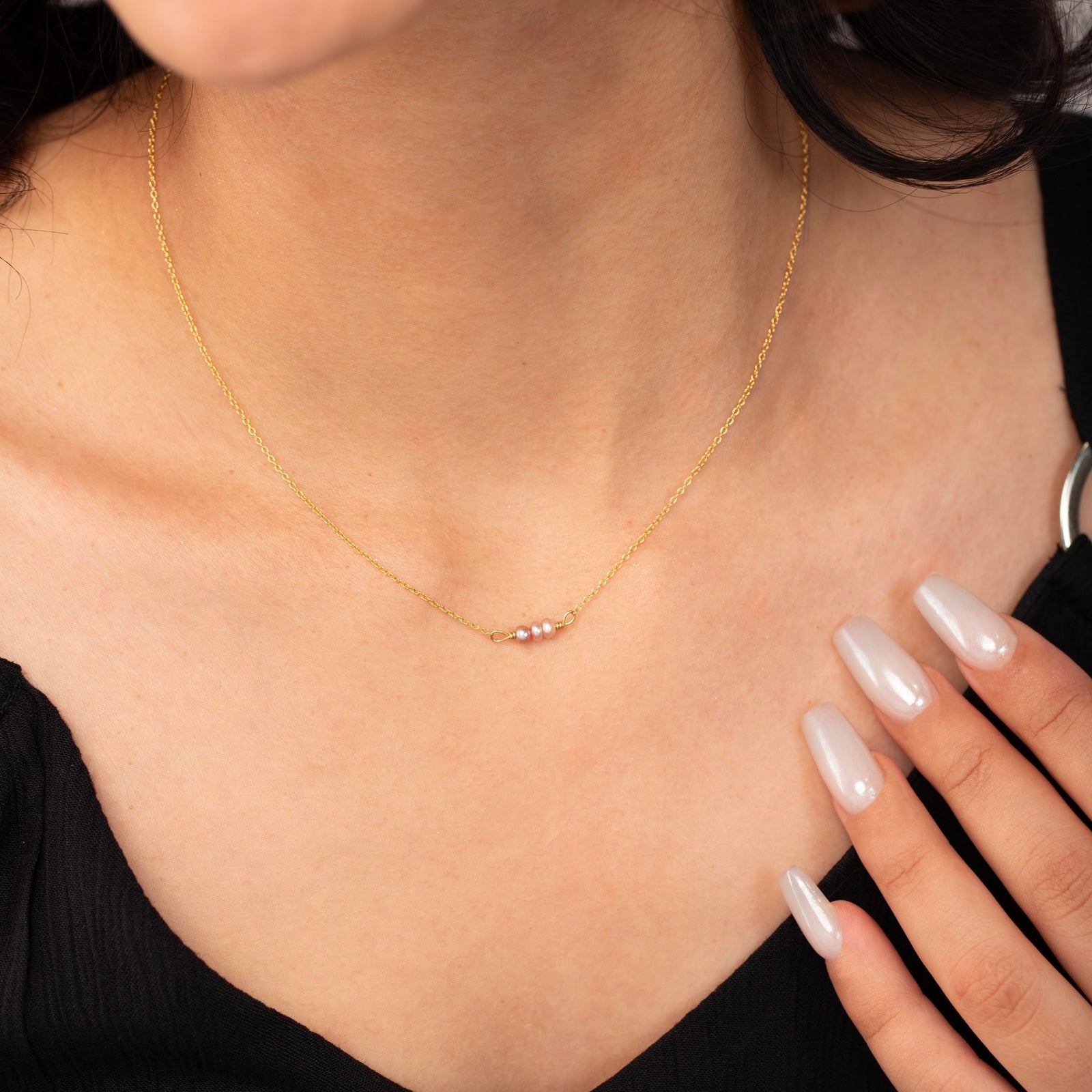 Lavender Freshwater Pearl Necklace in Sterling Silver