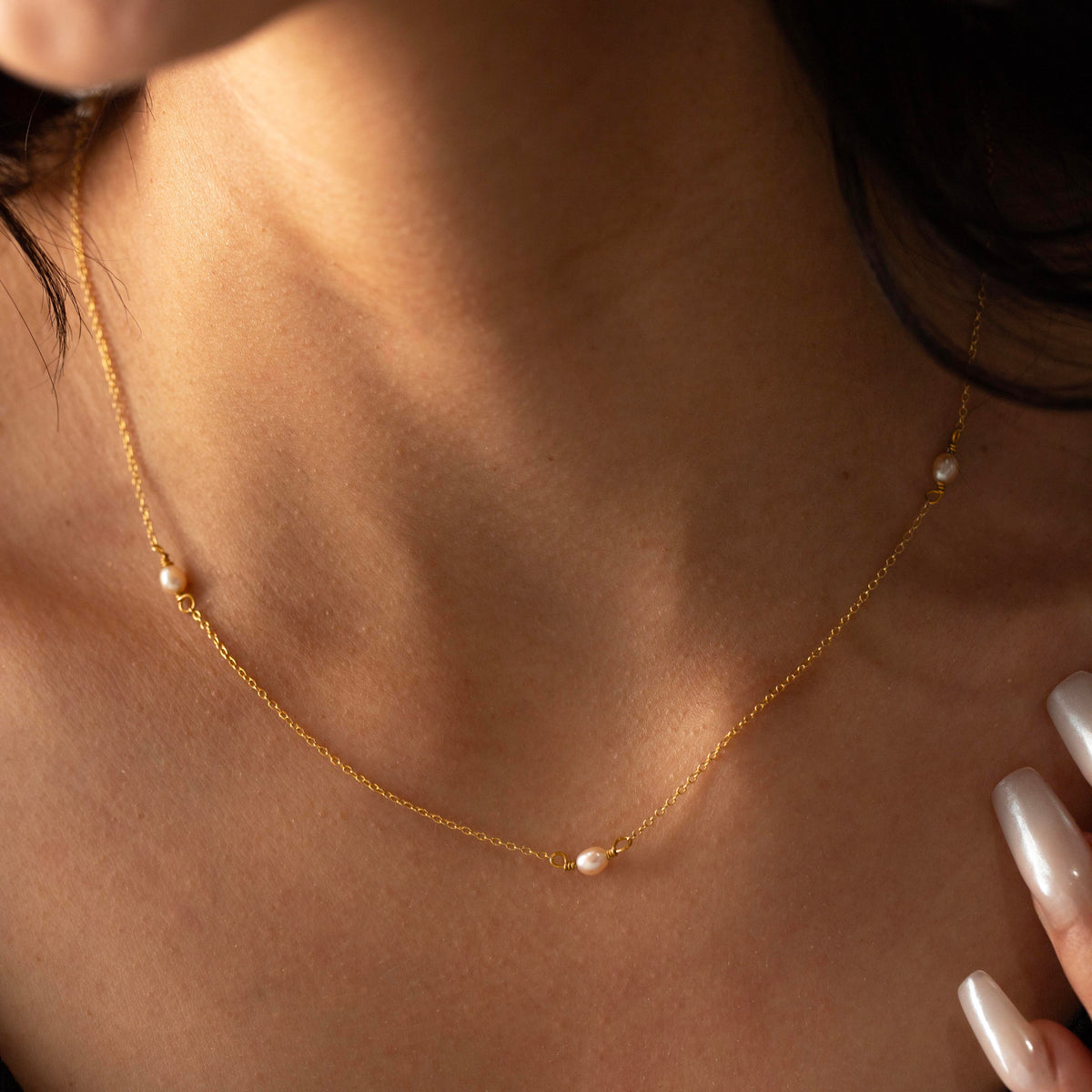 Peach Freshwater Pearl Necklace in Sterling Silver