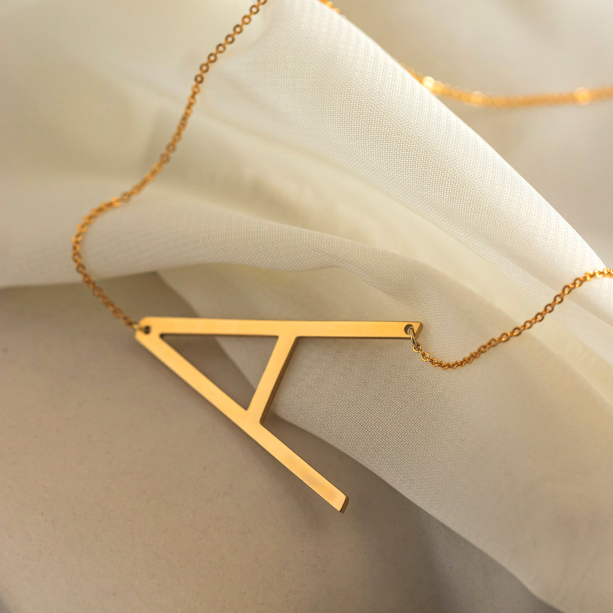 Sideways Initial Necklace – Large Letter Personalized