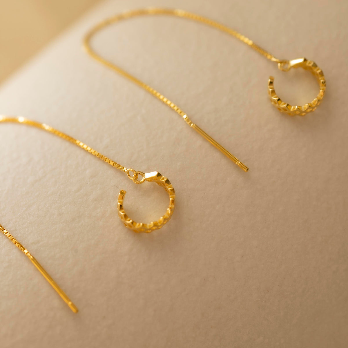 Sterling Silver Chain Threader Earrings with Open Circle Drop