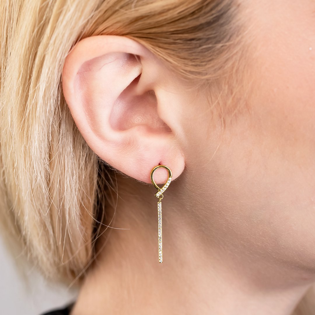 Sterling Silver CZ Drop Earrings