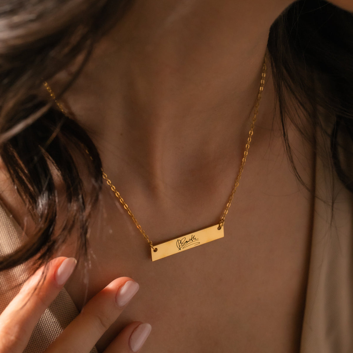 Handwriting Bar Necklace – Personalized Engraved Keepsake