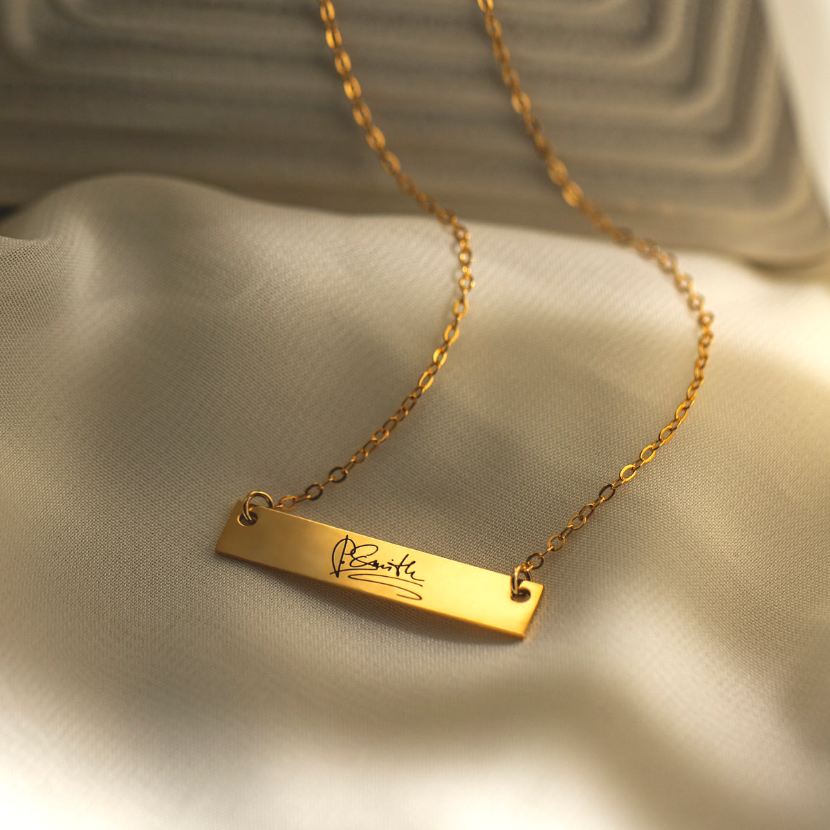 Handwriting Bar Necklace – Personalized Engraved Keepsake