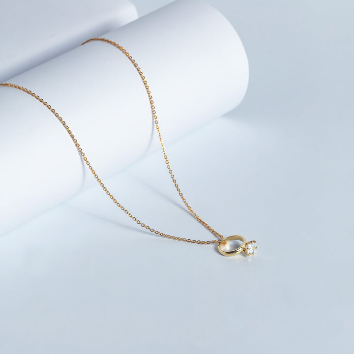 Mini Engagement Ring Necklace – Dainty Proposal Jewelry Gift for Her