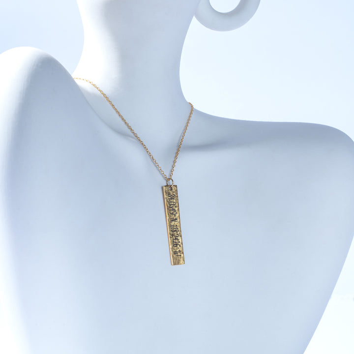 Personalized Hammered Vertical Bar Necklace