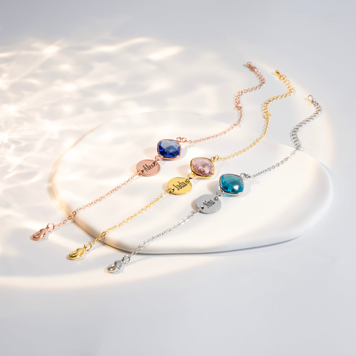 Birthstone & Initial Bracelet – Dainty Personalized Jewelry